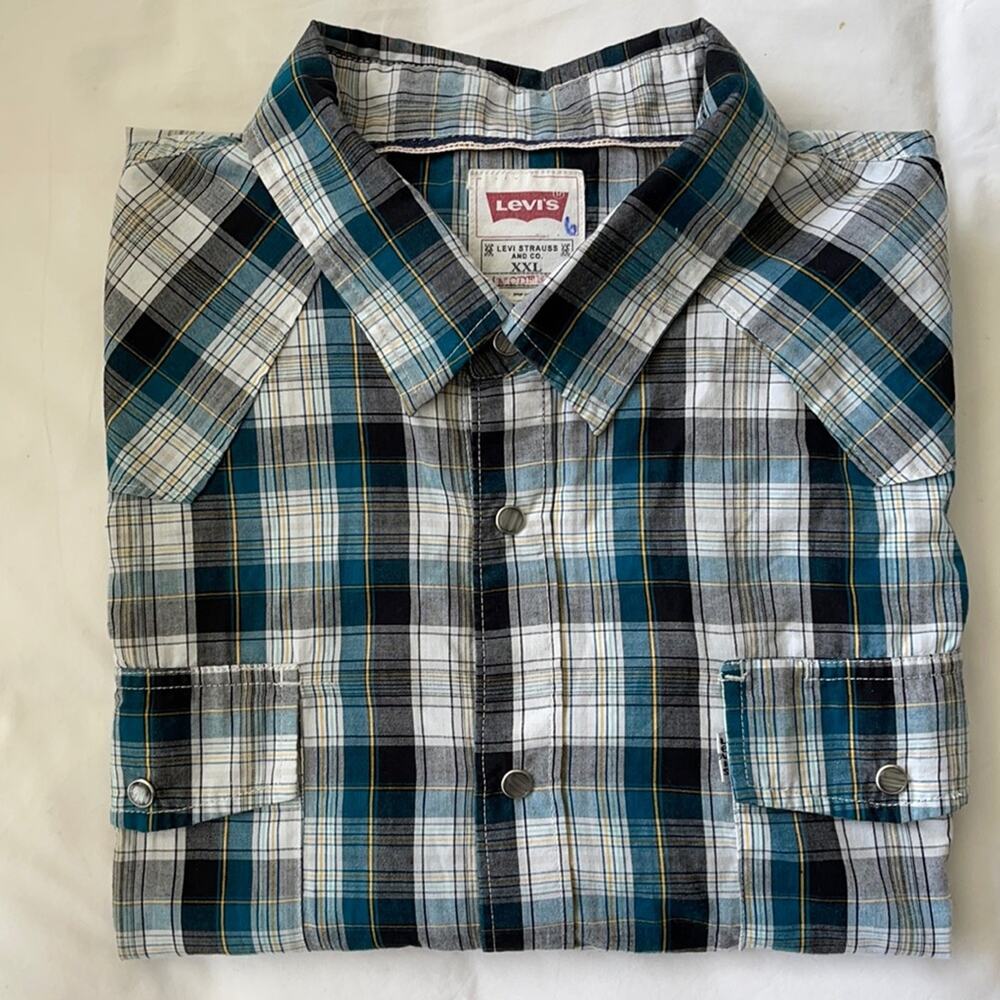 Levi’s LS Plaid Pearl Snap Western Shirt Sz XXL